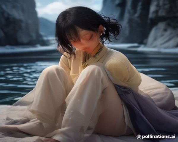 冲田杏梨写真偶像近照，温柔自然光下的日式庭院场景，她身着淡蓝色和服，微笑面向镜头，气质清新脱俗